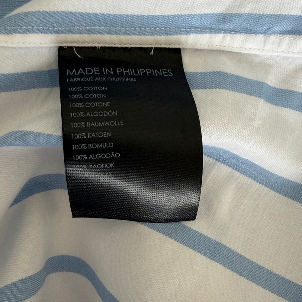 Club Monaco NWOT Men's Slim Fit Striped White and Blue Shirt - Picture 8 of 8